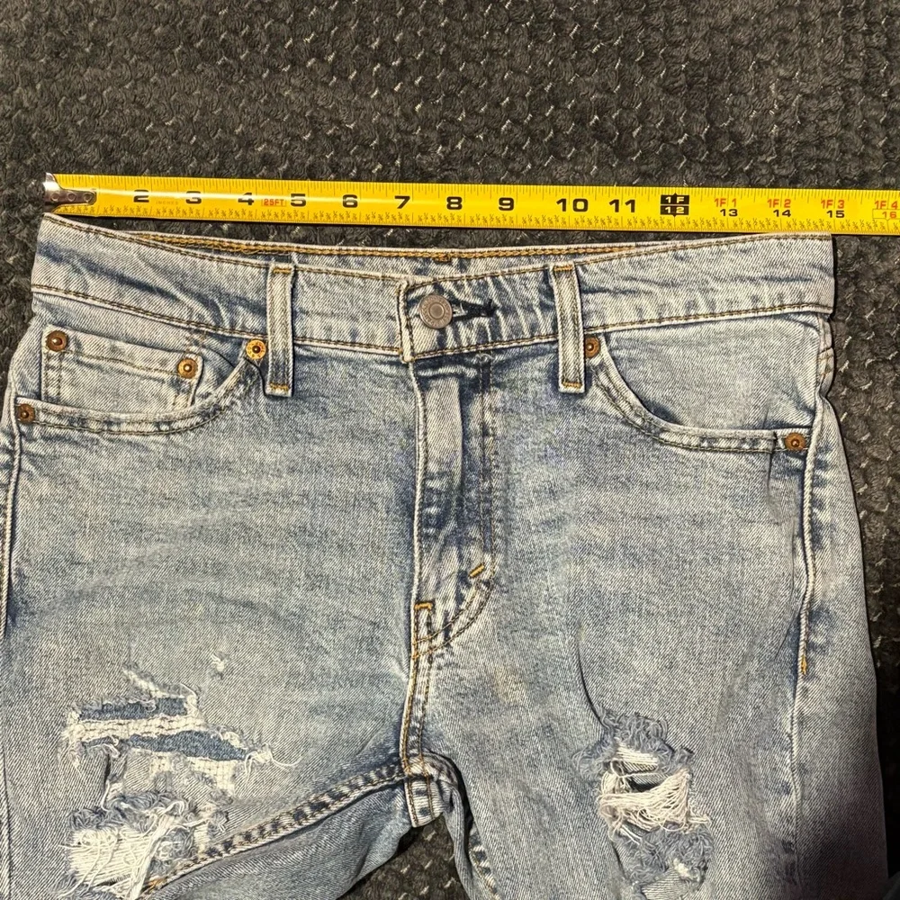 Levi's 511 Slim Fit Jeans Men W30 L30‎ Light Wash Distressed Ripped Stretch Den